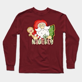 Naughty or Nice Shirt Matching Christmas Couples Costume Long Sleeve T-Shirt